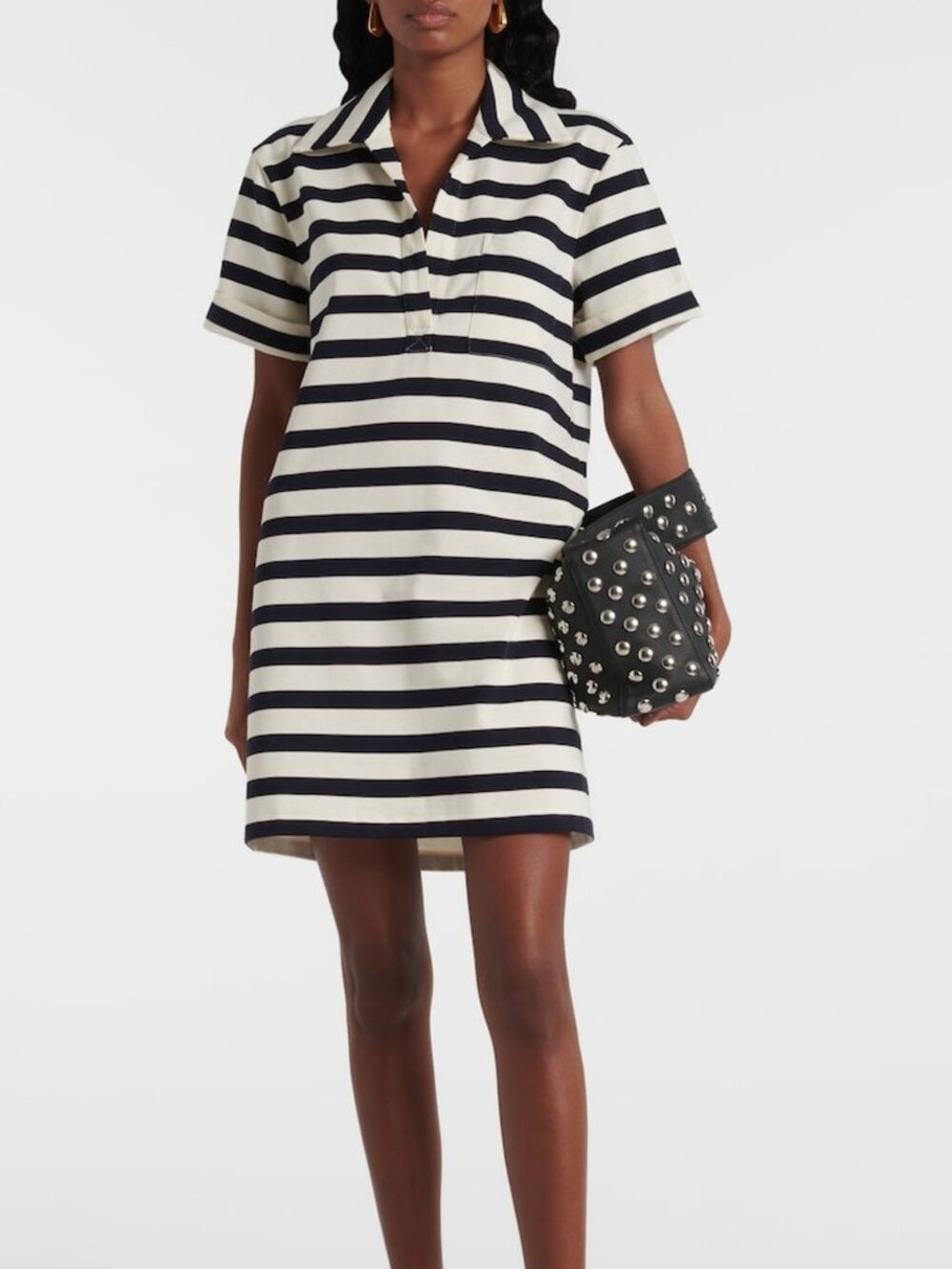 NWOT-Veronica Beard "Cayden" Striped Cotton Polo Dress - Large - Effortless Chic